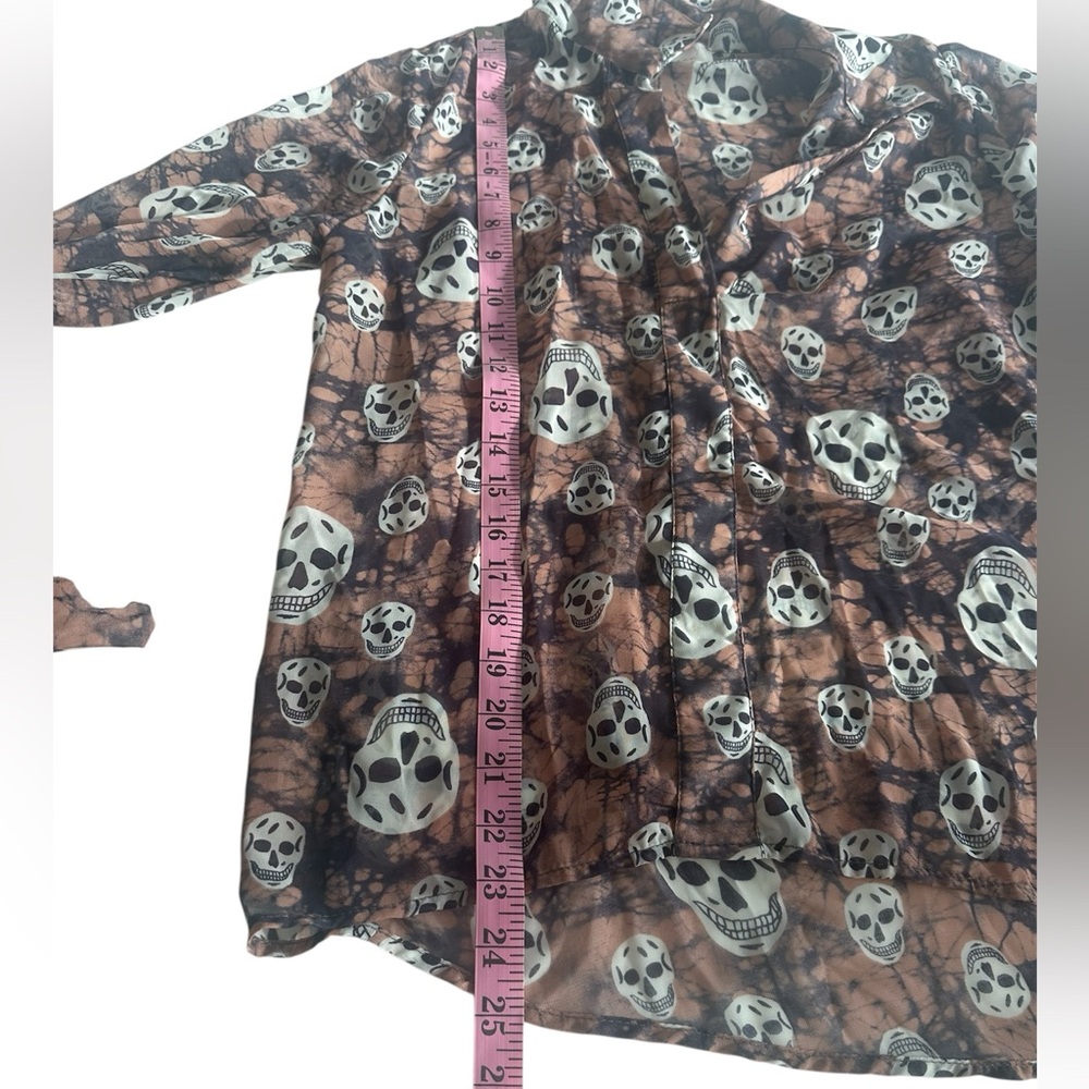 Vintage Havana Skull Print Sheer Blouse Top Size S - Picture 11 of 14